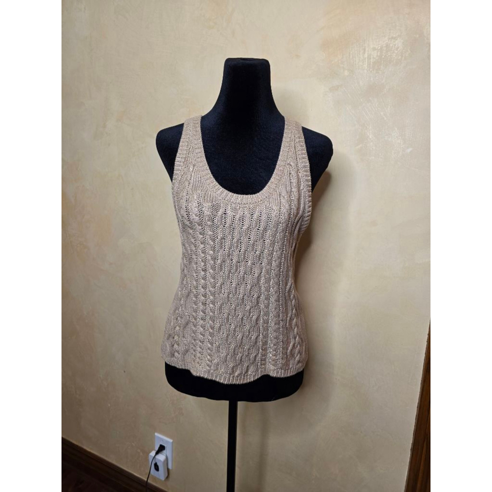 Free People Beige Cable Knit Tank Top S - Picture 2 of 7